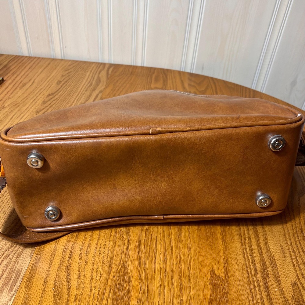 Vintage Brown Vinyl Leather Crossbody Bag Retro Messenger Bag WITH KEYS - Picture 13 of 15